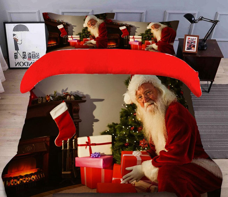 3D Santa Gift 32011 Christmas Quilt Duvet Cover Xmas Bed Pillowcases
