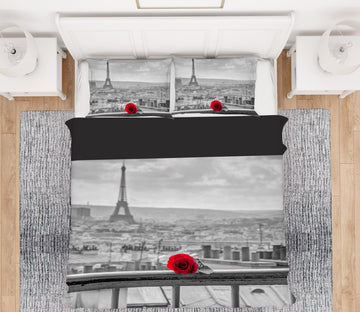 3D Eiffel Tower Rose 1026 Assaf Frank Bedding Bed Pillowcases Quilt