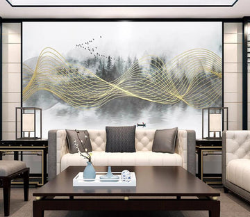 3D Yellow Wave WC67 Wall Murals Wallpaper AJ Wallpaper 2 