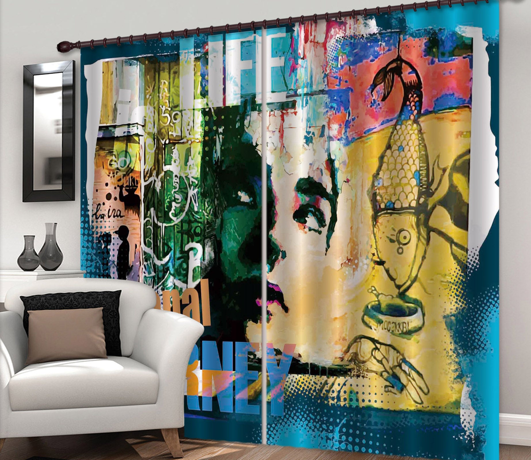 3D Painted Girl 102 Curtains Drapes