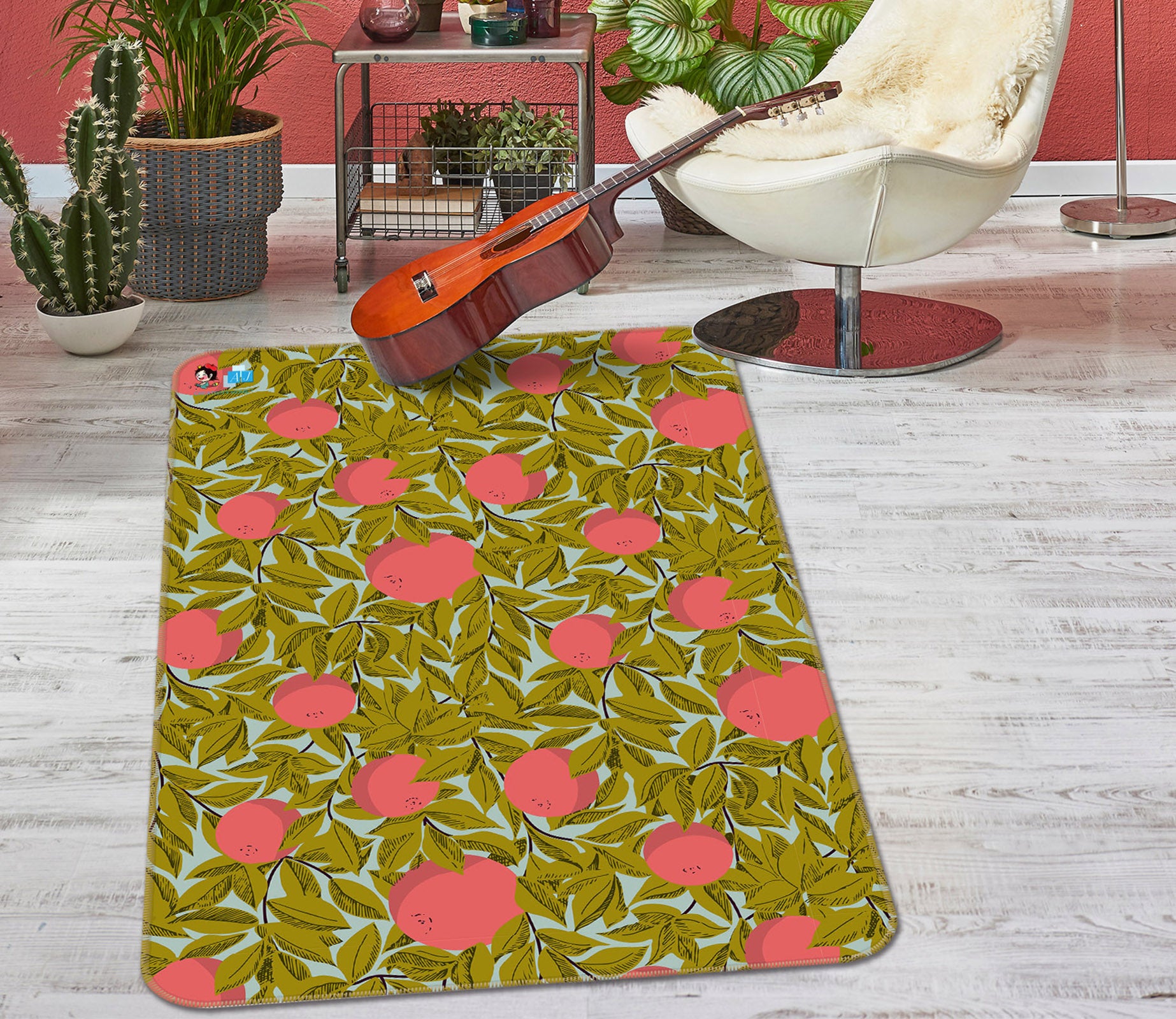 3D Bush Flowers 107144 Kashmira Jayaprakash Rug Non Slip Rug Mat