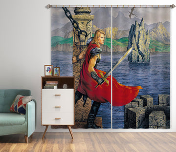 3D Soldier With Sword 7175 Ciruelo Curtain Curtains Drapes