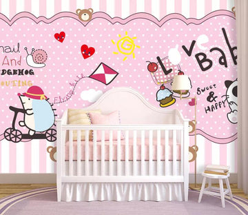 3D Pink Bear WC10 Wall Murals Wallpaper AJ Wallpaper 2 