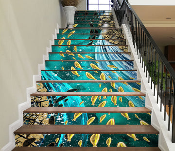 3D Fluorescent Yellow Fish 611 Stair Risers