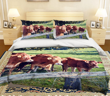 3D Tree Red Cow 046 Bed Pillowcases Quilt