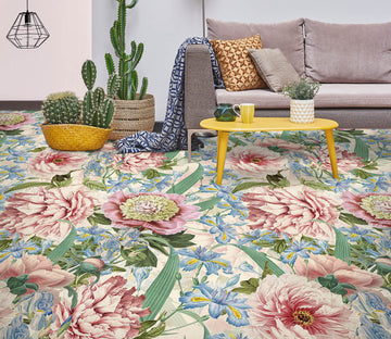 3D Pink Blue Flower Bush 10026 Uta Naumann Floor Mural  Wallpaper Murals Self-Adhesive Removable Print Epoxy