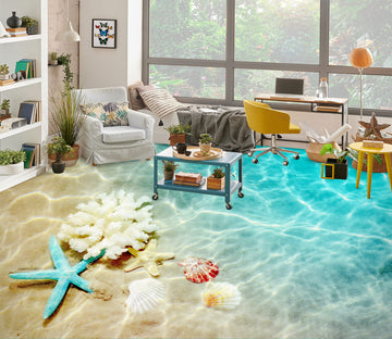 3D Light Blue Starfish 161 Floor Mural  Wallpaper Murals Rug & Mat Print Epoxy waterproof bath floor