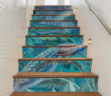 3D Jungle Green Peacock 10481 Andrea Haase Stair Risers