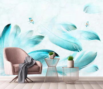 3D Light Green Feather WC99 Wall Murals Wallpaper AJ Wallpaper 2 