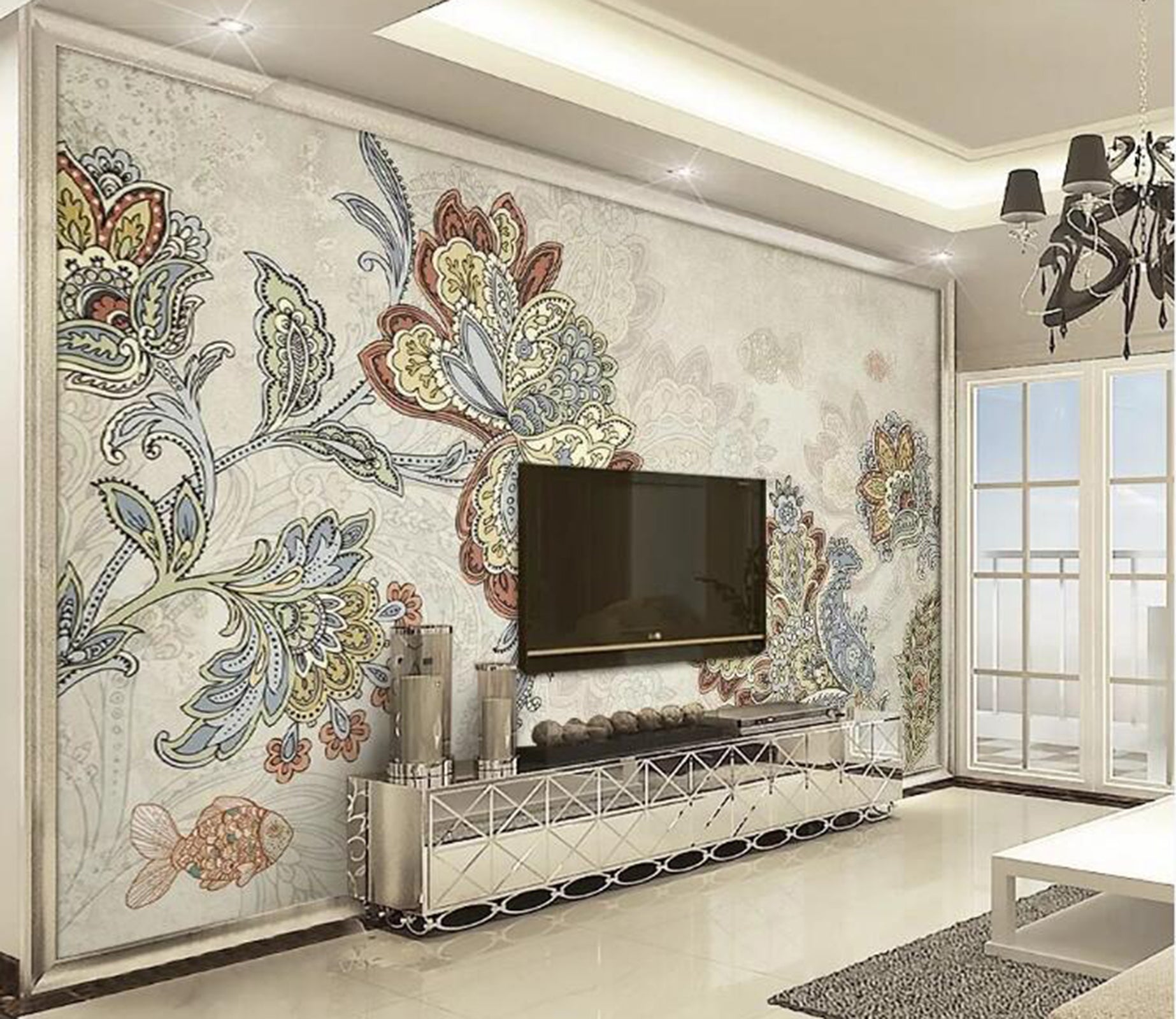 3D Colored Flowers WG09 Wall Murals Wallpaper AJ Wallpaper 2 
