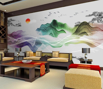3D Color Meander 619 Wall Murals