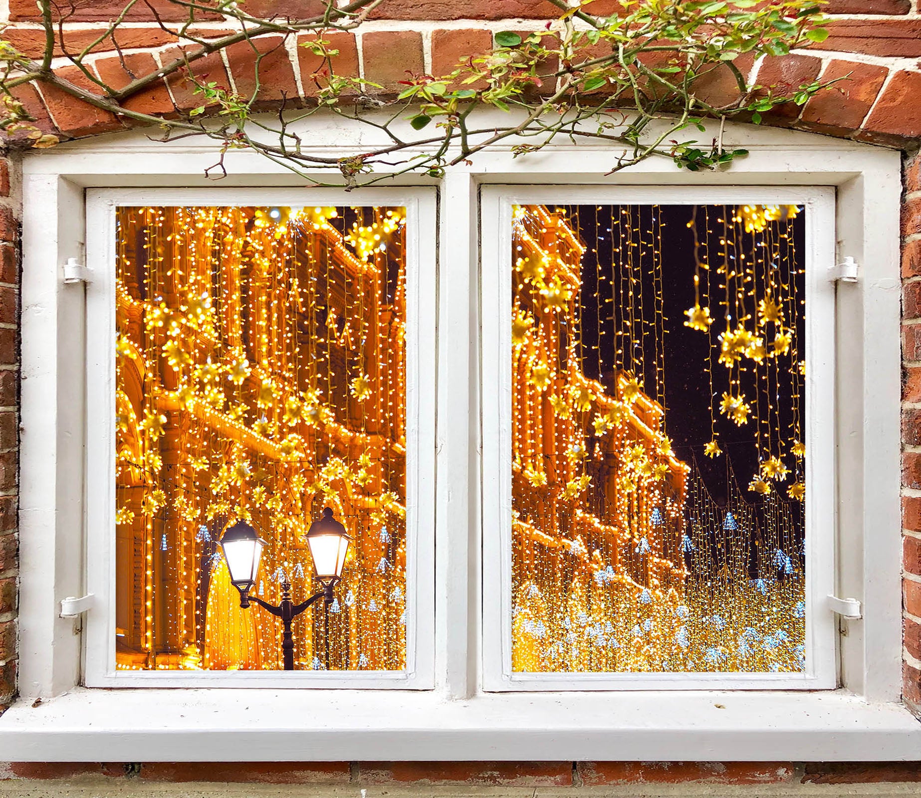 3D String Lights 30060 Christmas Window Film Print Sticker Cling Stained Glass Xmas