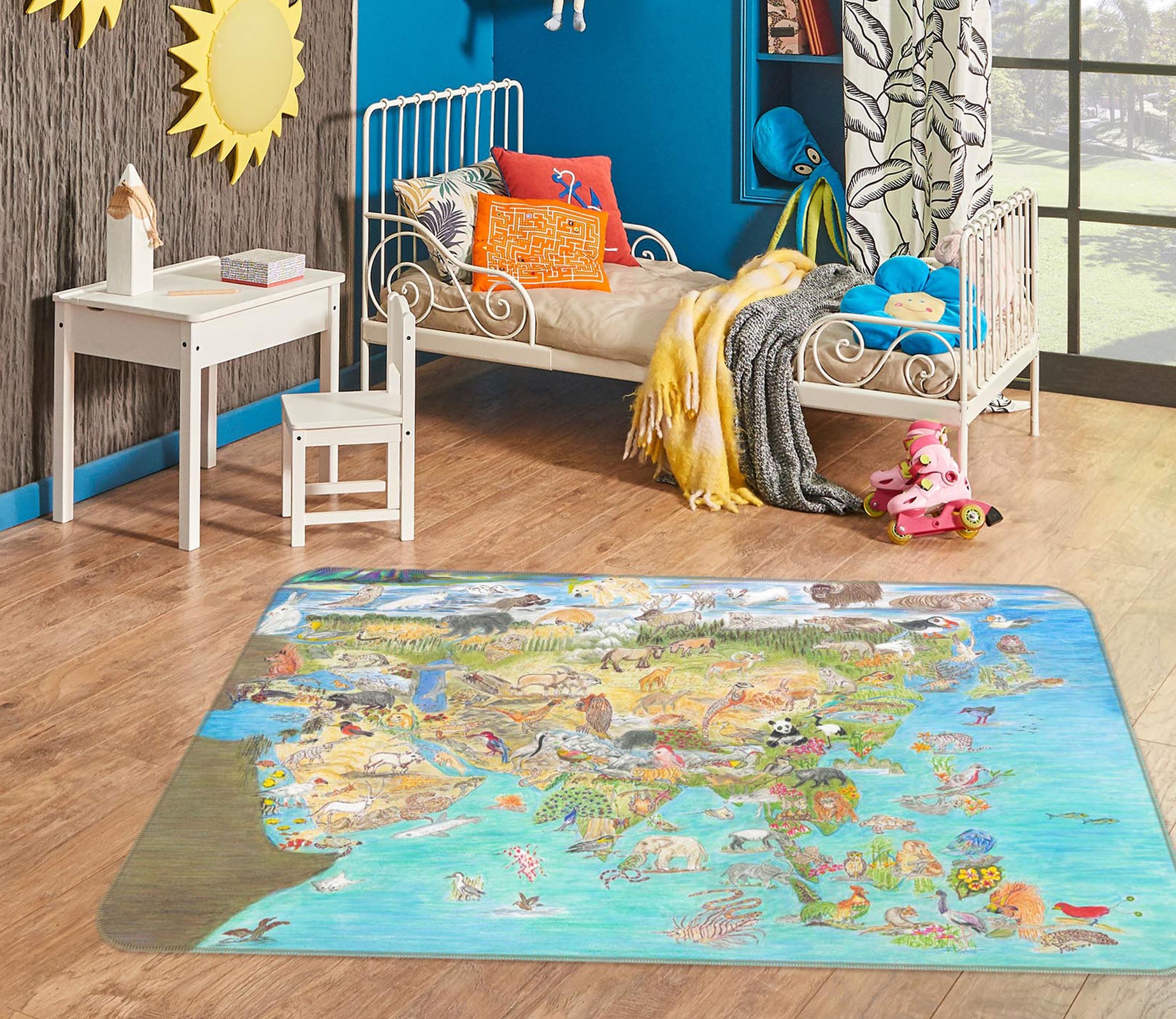 3D Africa Animals 1049 Michael Sewell Rug Non Slip Rug Mat