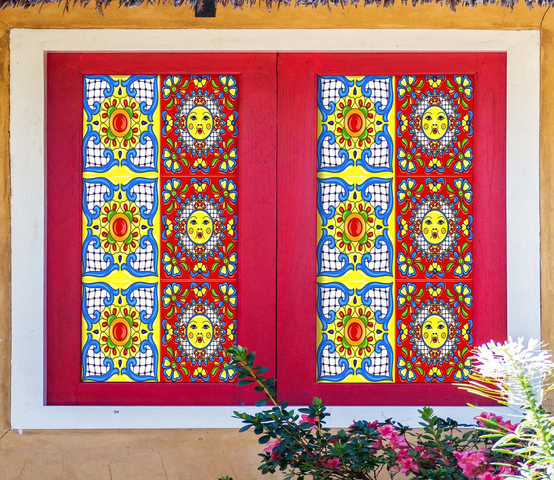 3D Yellow Pattern 109 Window Film Print Sticker Cling Stained Glass UV Block