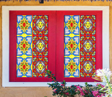 3D Yellow Pattern 109 Window Film Print Sticker Cling Stained Glass UV Block