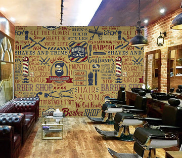 3D Font Haircut Pattern 115148 Barber Shop Wall Murals