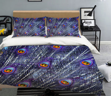 3D Purple Feather 1933 Bed Pillowcases Quilt