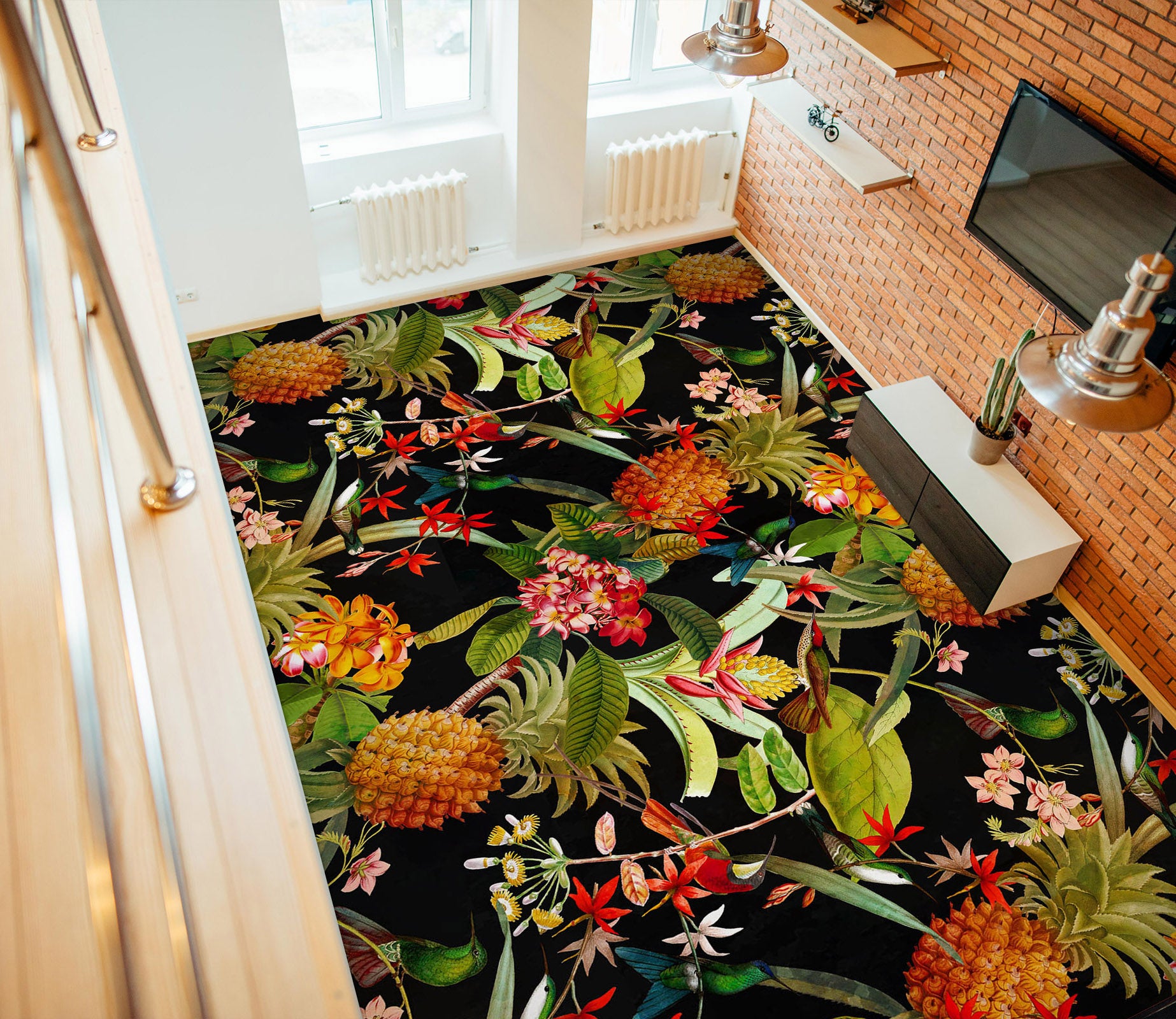 3D Pineapple Flower Leaves 10006 Uta Naumann Floor Mural  Wallpaper Murals Self-Adhesive Removable Print Epoxy