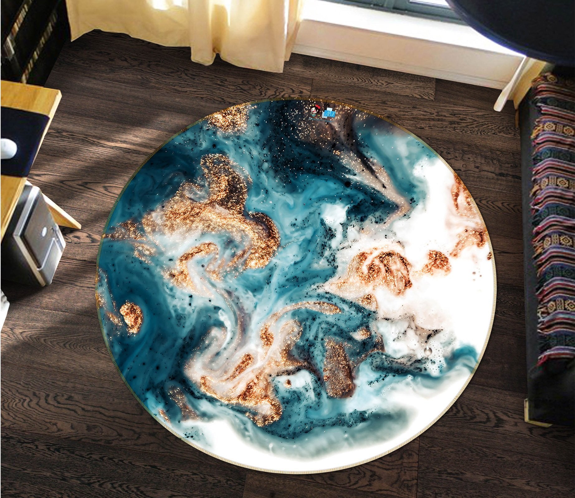 3D Abstract Flowing Green 138 Round Non Slip Rug Mat Mat AJ Creativity Home 