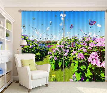 3D Purple Flowers 840 Curtains Drapes