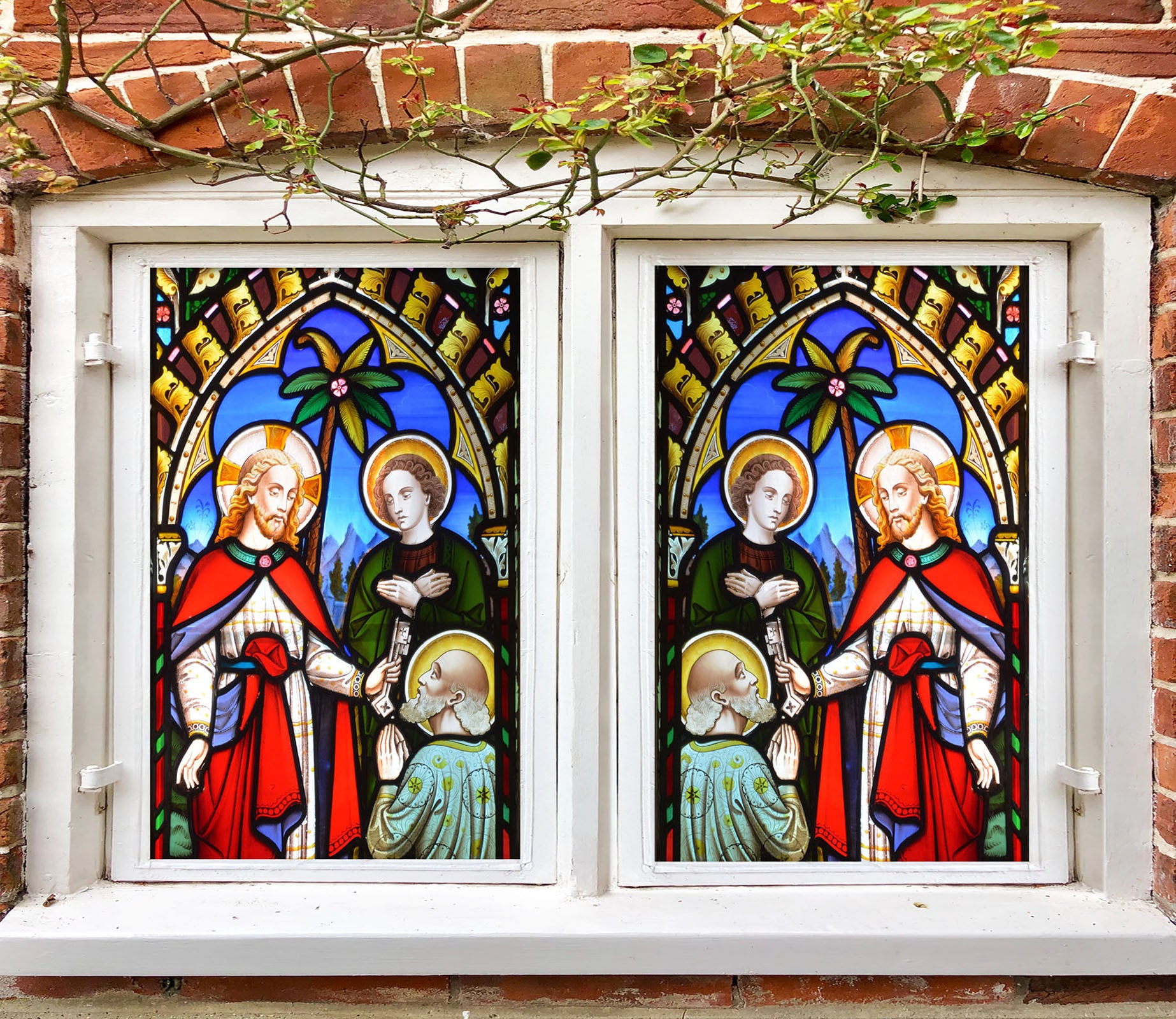 3D Believer Tree 164 Window Film Print Sticker Cling Stained Glass UV Block