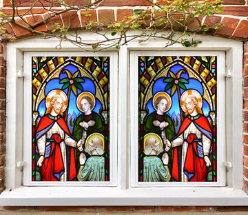 3D Believer Tree 164 Window Film Print Sticker Cling Stained Glass UV Block