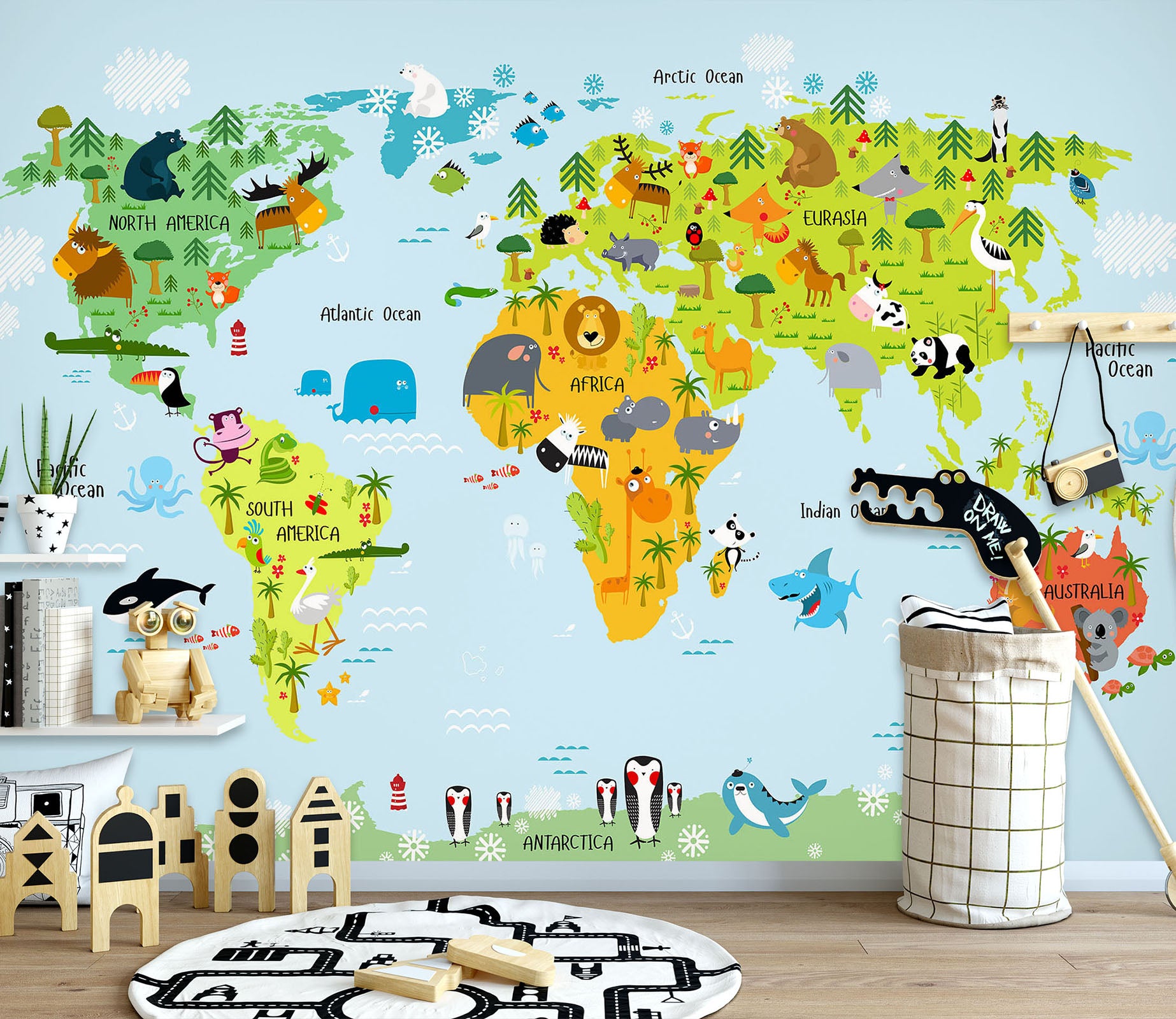 3D Color Pattern 2051 World Map Wall Murals