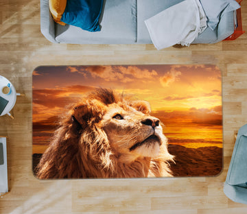 3D Sunset Lion 053 Animal Non Slip Rug Mat