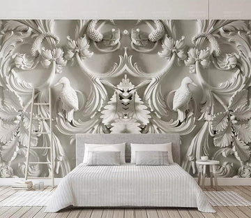 3D Carving Bird Flower WC331 Wall Murals