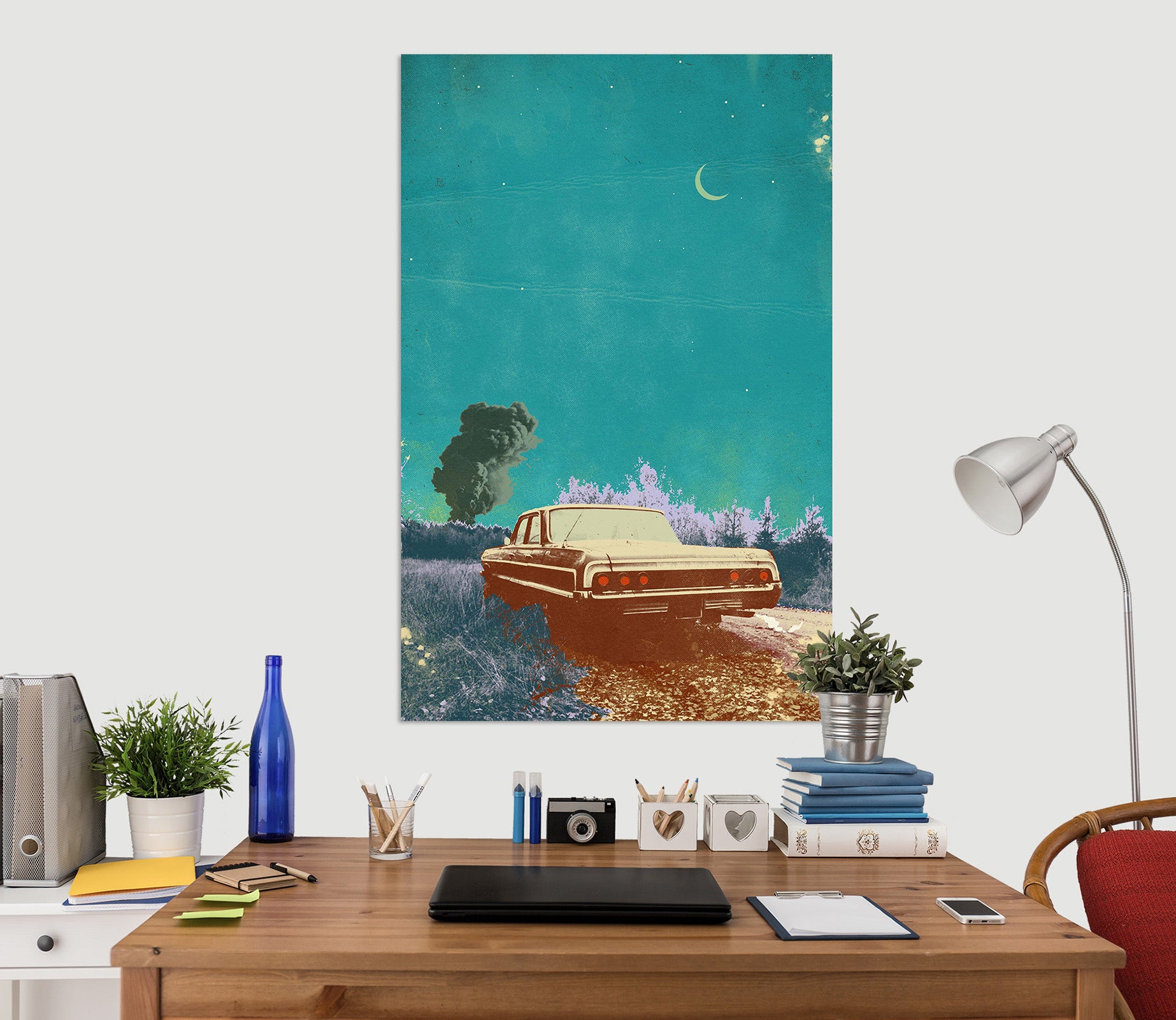 3D Night Prairie 012 Showdeer Wall Sticker