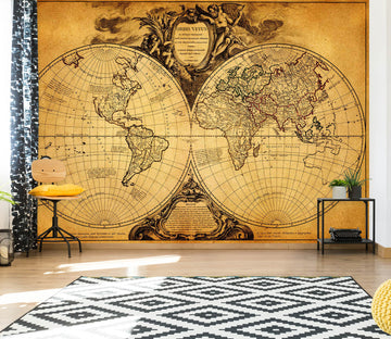 3D Circular Lines 2036 World Map Wall Murals