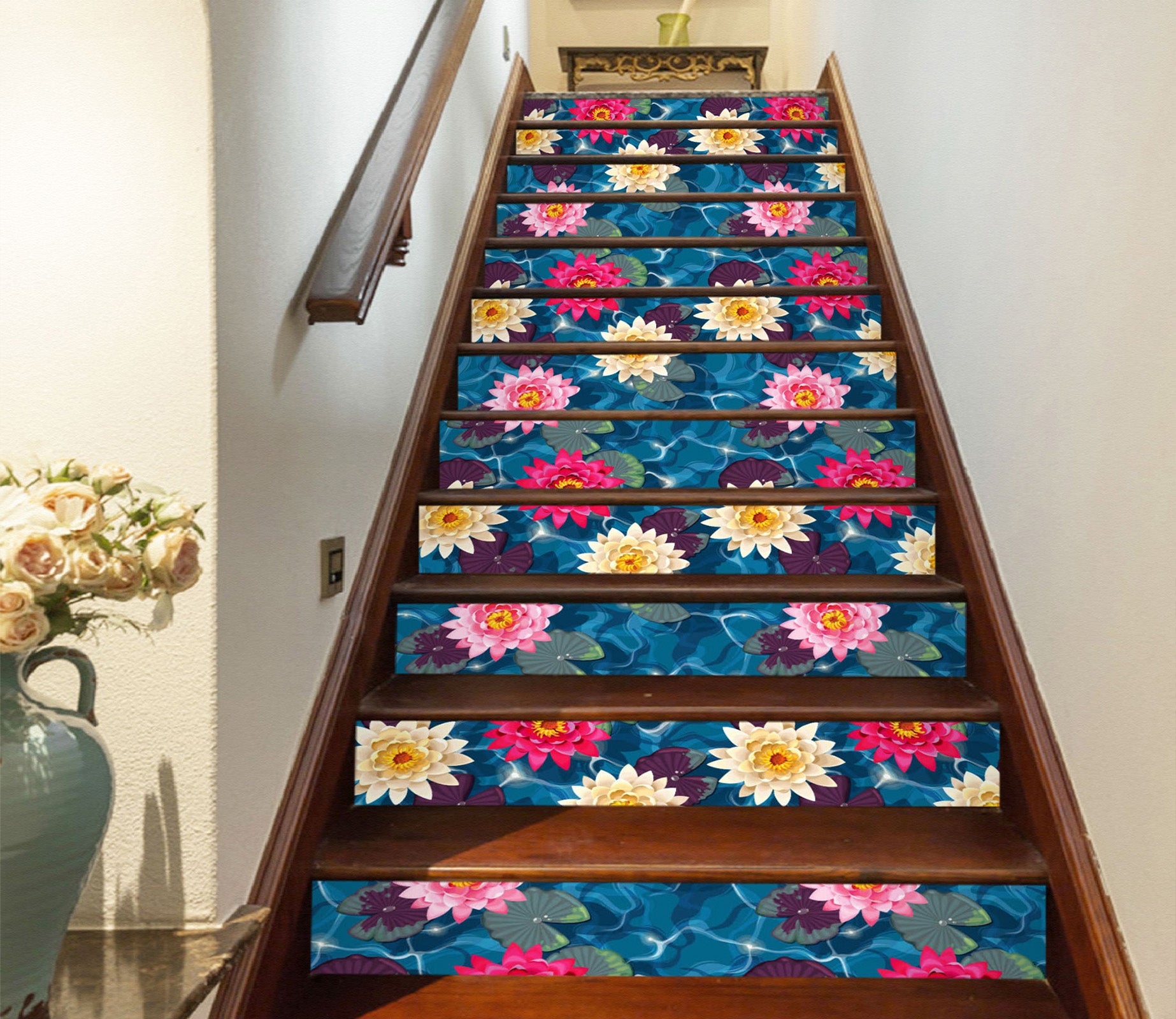 3D Three Kinds Of Lotus 474 Stair Risers