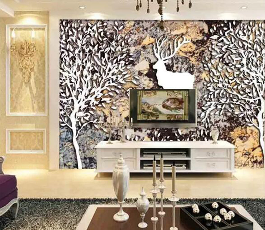 3D White Deer WC320 Wall Murals