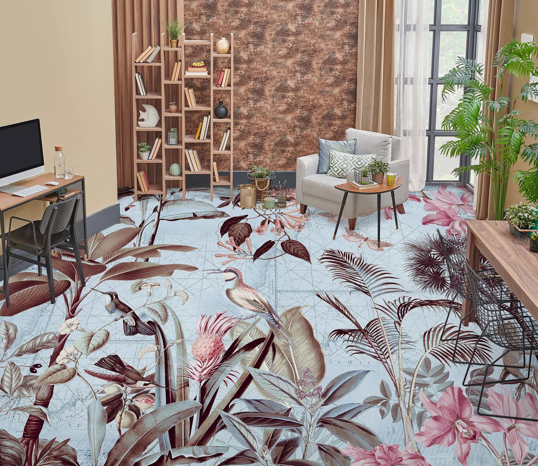 3D Jungle Bird 10054 Andrea Haase Floor Mural  Wallpaper Murals Self-Adhesive Removable Print Epoxy