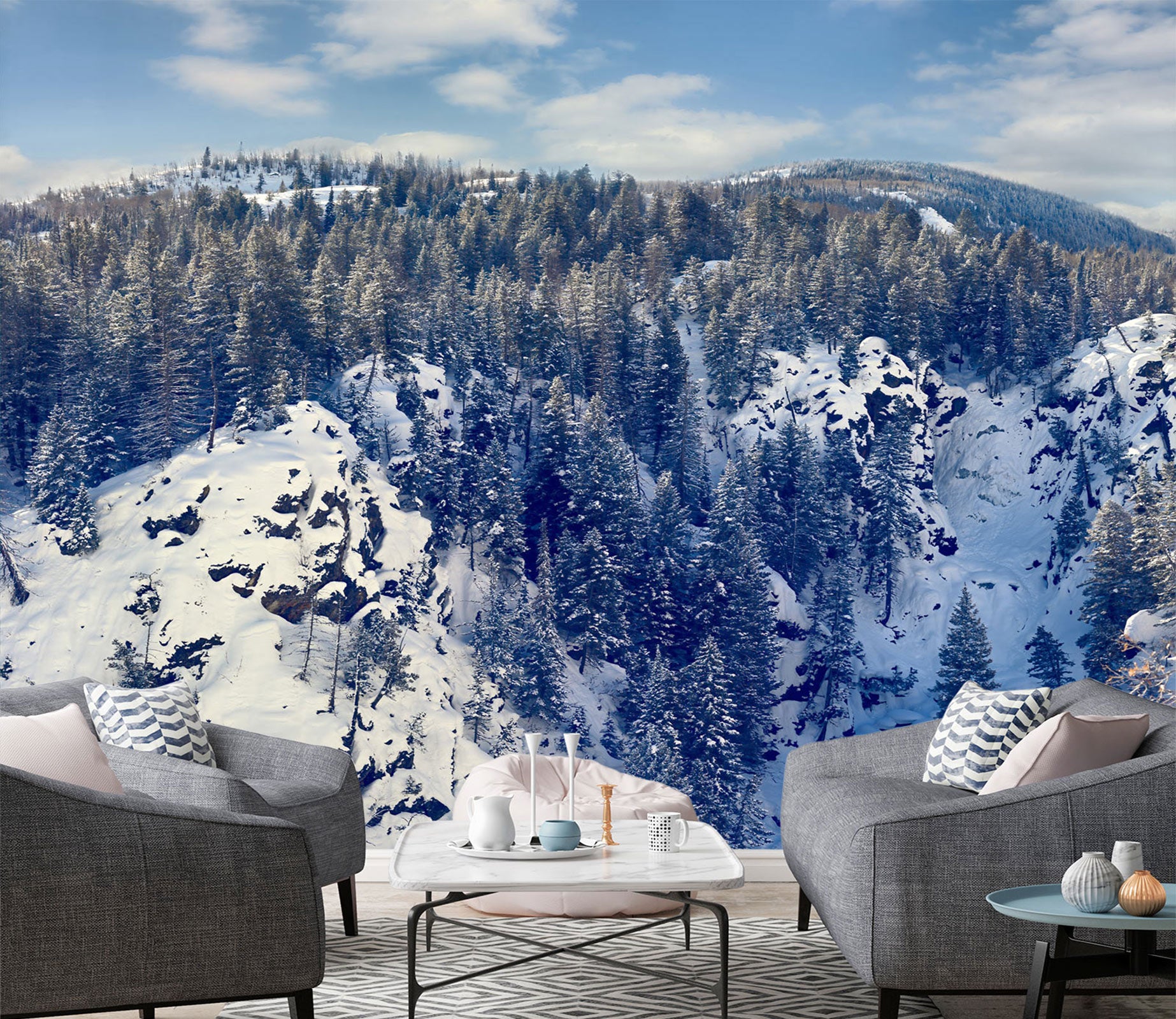 3D Snow Mountain Trees 5225 Beth Sheridan Wall Mural Wall Murals