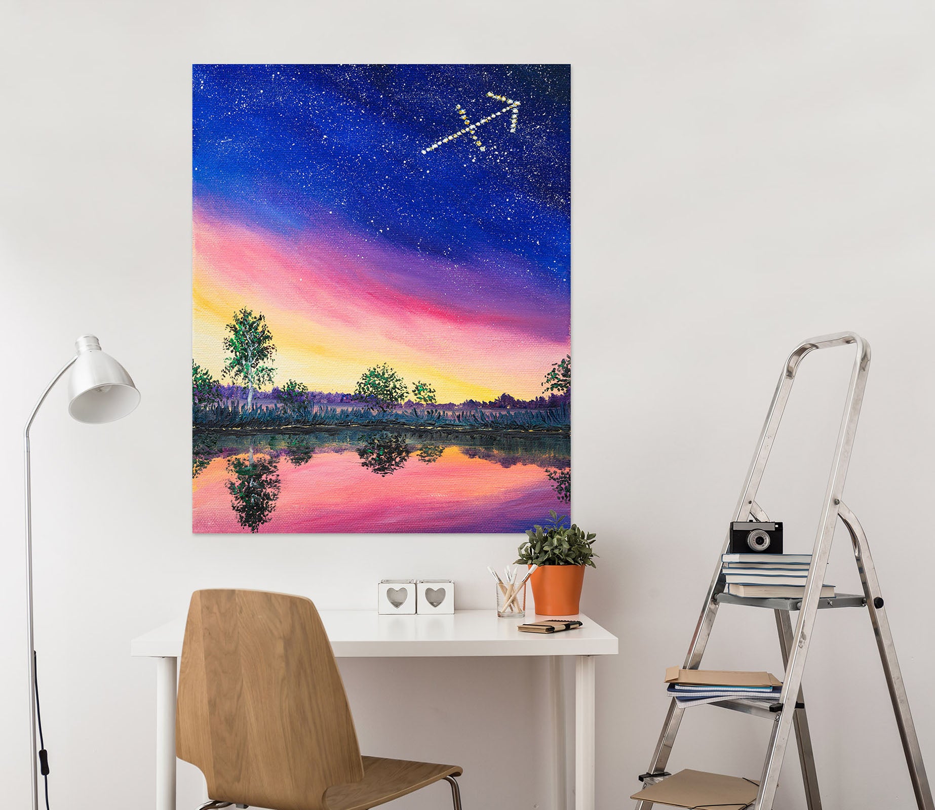 3D Starry Sky Lake Tree 1829 Marina Zotova Wall Sticker