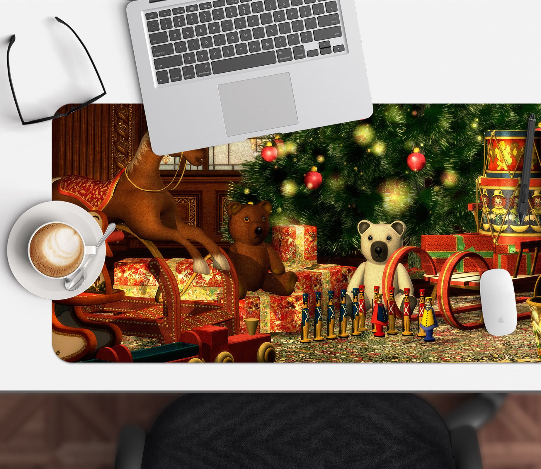 3D Trojan Horse Bear Doll 53155 Christmas Desk Mat Xmas