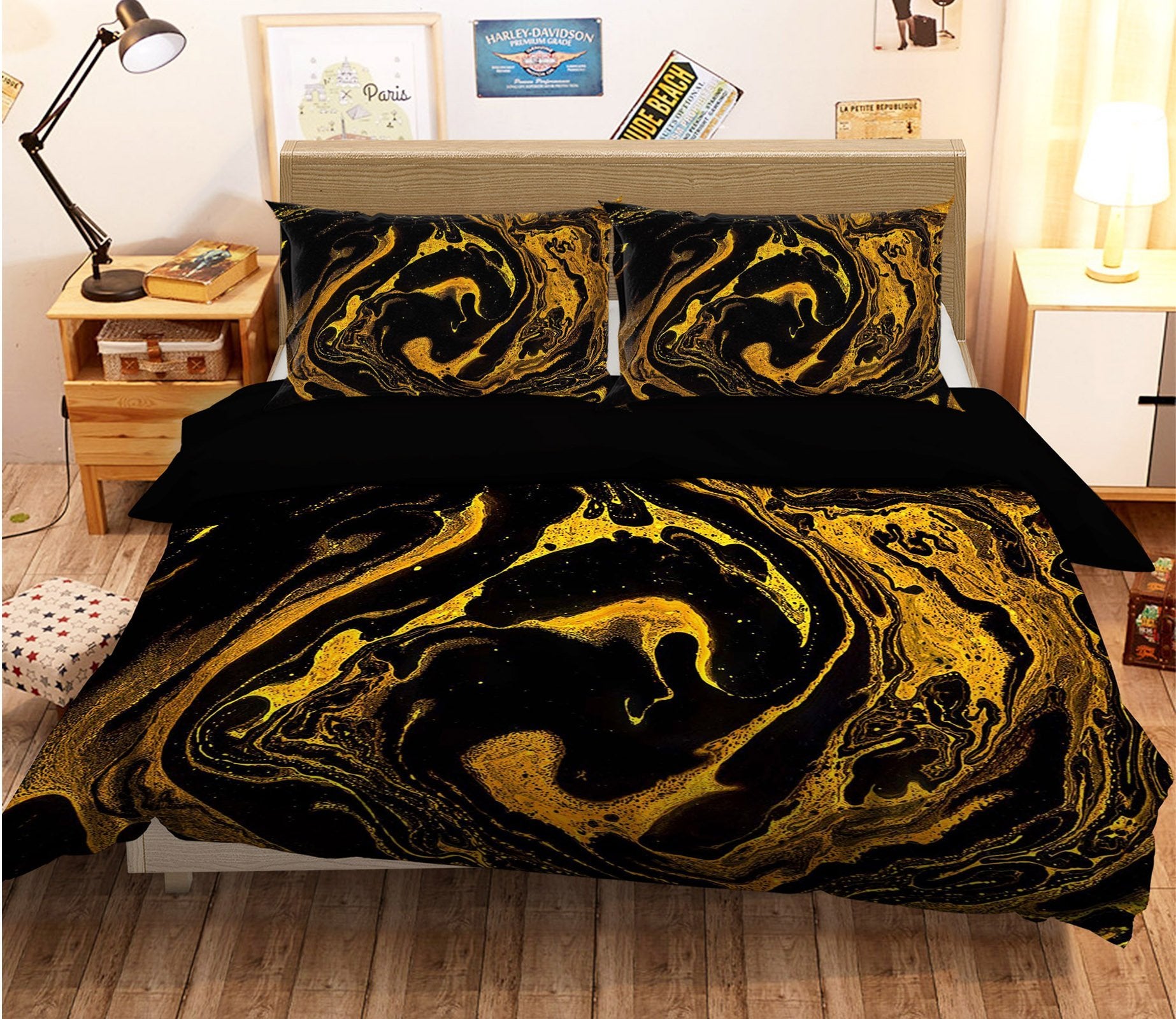 3D Golden Turbulence 016 Bed Pillowcases Quilt Wallpaper AJ Wallpaper 