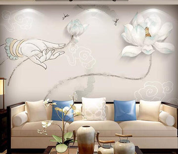 3D White Lotus WC68 Wall Murals Wallpaper AJ Wallpaper 2 