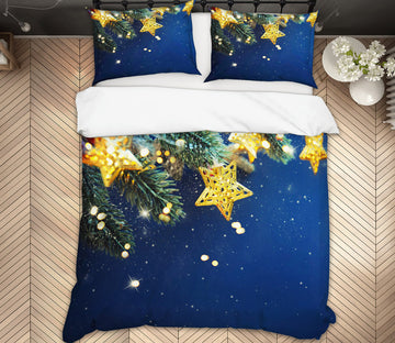 3D Five-Pointed Star 52258 Christmas Quilt Duvet Cover Xmas Bed Pillowcases