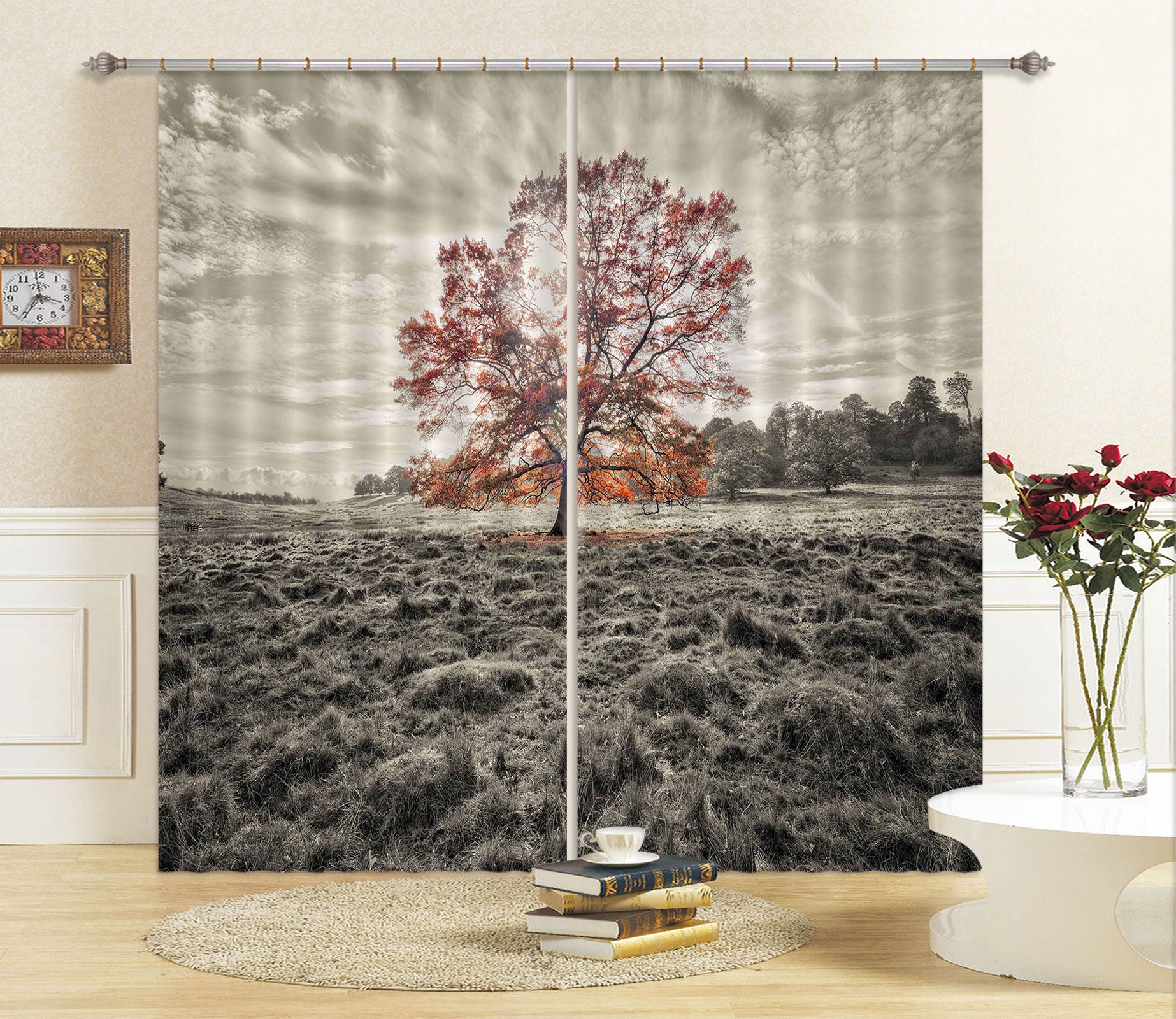3D Red Tree 063 Assaf Frank Curtain Curtains Drapes