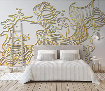 3D Carving Goldfish WC52 Wall Murals Wallpaper AJ Wallpaper 2 