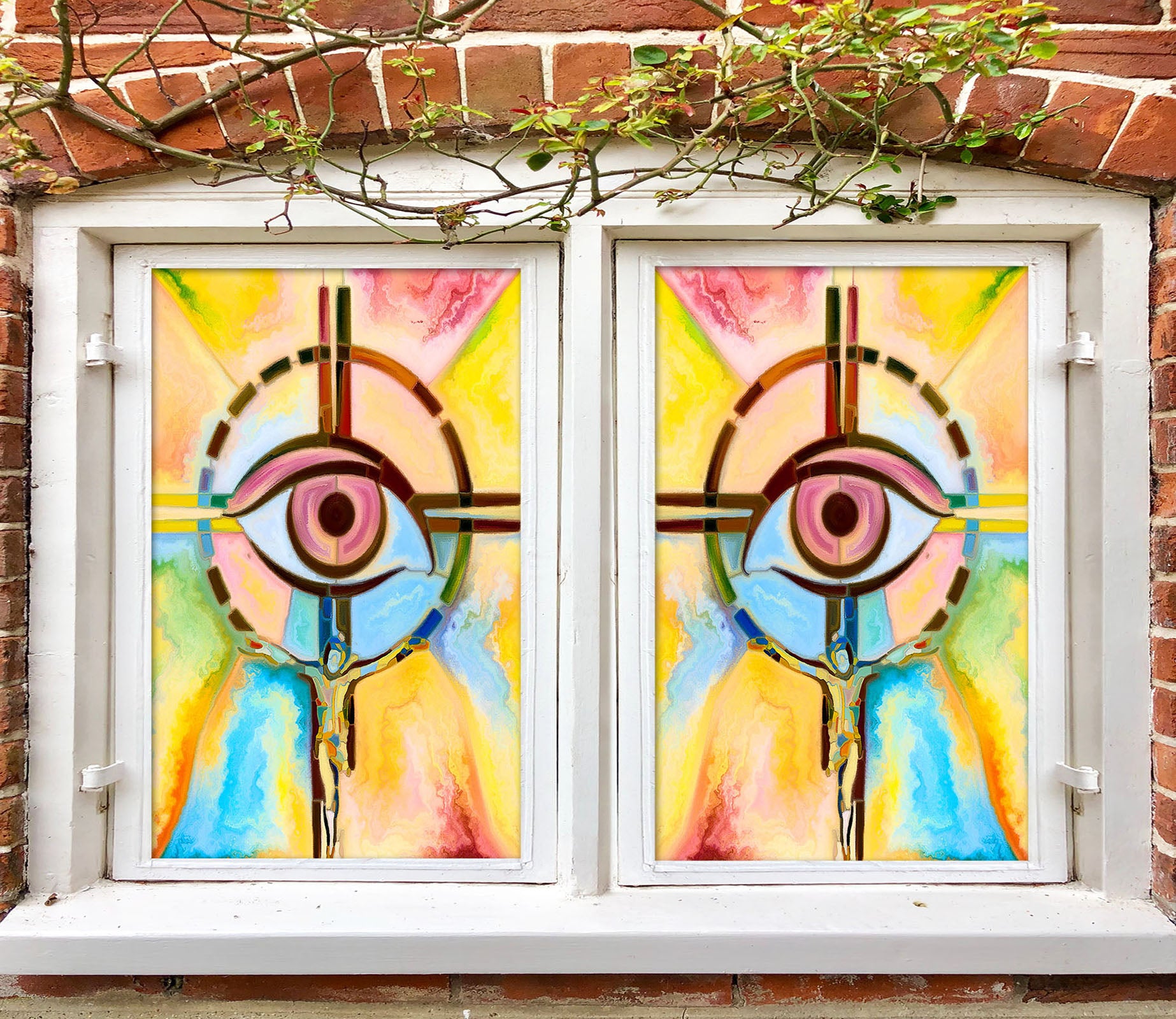 3D Eye Pattern 172 Window Film Print Sticker Cling Stained Glass UV Block