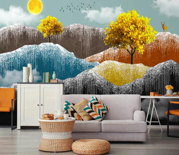 3D Five-color Mountains 133 Wall Murals