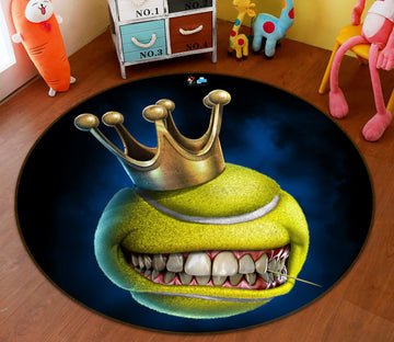 3D Crown Teeth Tennis 4152 Tom Wood Rug Round Non Slip Rug Mat