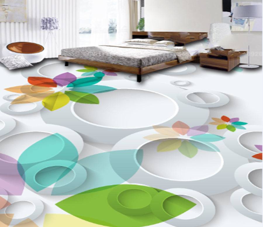 3D Seven Color Leaves 0227 Floor Mural  Wallpaper Murals Rug & Mat Print Epoxy waterproof bath floor