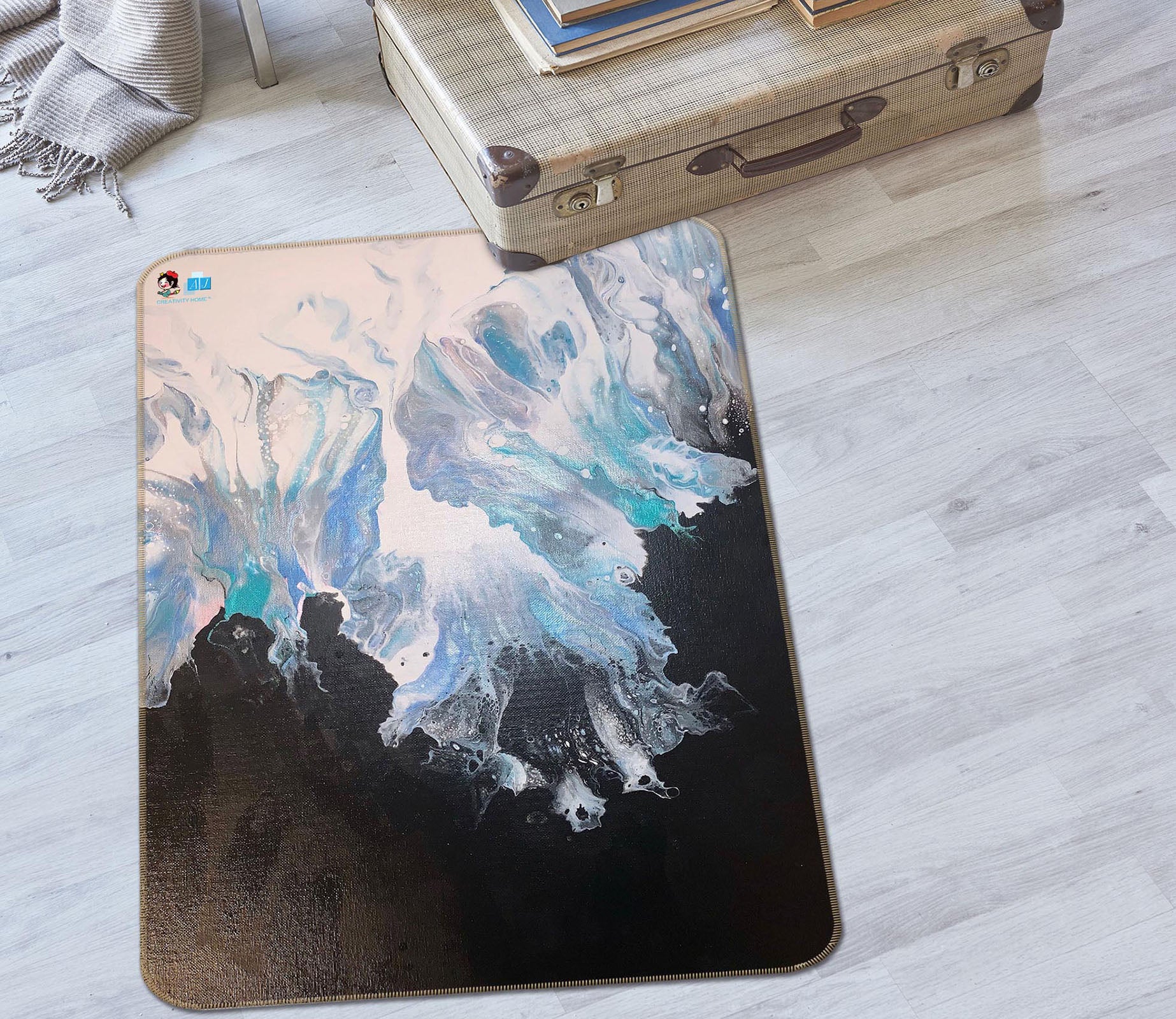 3D Black Light Blue 40021 Valerie Latrice Rug Non Slip Rug Mat