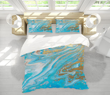 3D Blue Golden Texture 72020 Bed Pillowcases Quilt