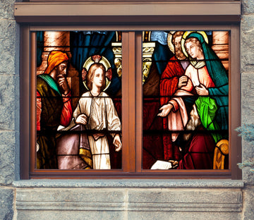 3D Noble Girl 128 Window Film Print Sticker Cling Stained Glass UV Block