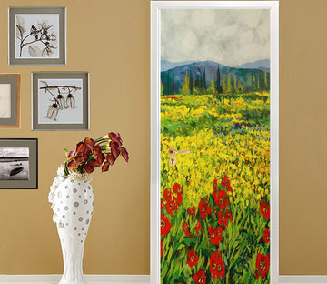 3D Yellow Red Flowers Painting 9337 Allan P. Friedlander Door Mural